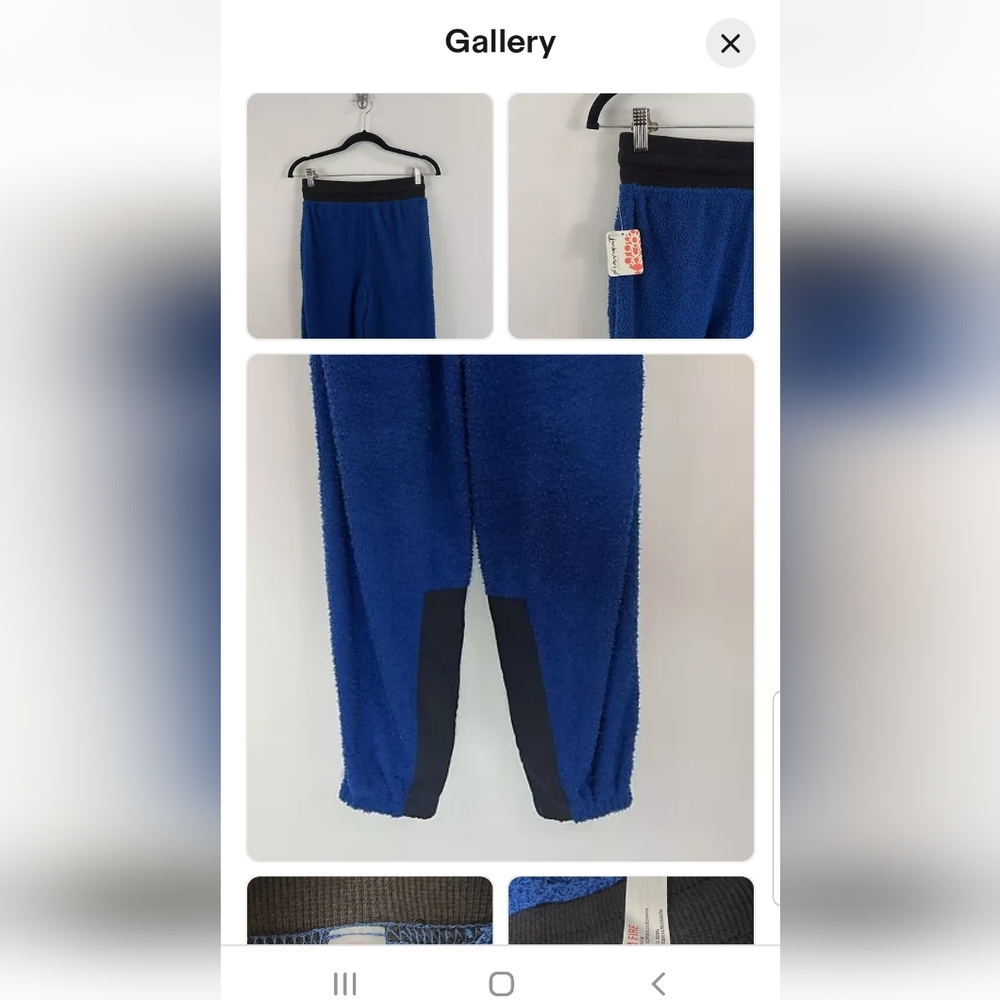 NWT Free People Movement Blue Cuddle Up Fleece Tie Waist Cozy Pants Joggers - Picture 6 of 8